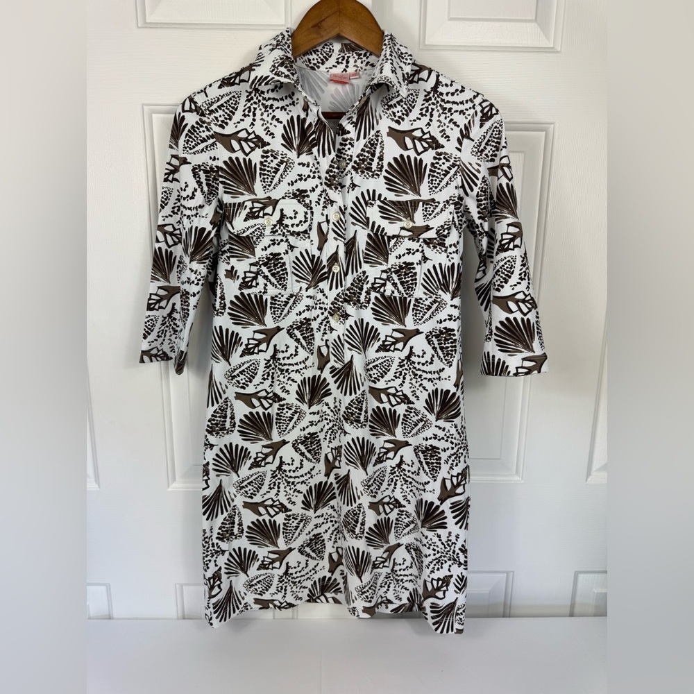 Persifor Winpenny Shirt A-line Shift Dress XS Brown‎ And White
